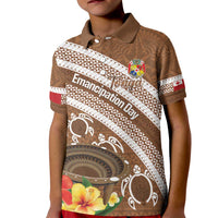 Kingdom Of Tonga Emancipation Day Kid Polo Shirt Tongan Ngatu With Kumete Brown LT14 Kid Brown - Polynesian Pride