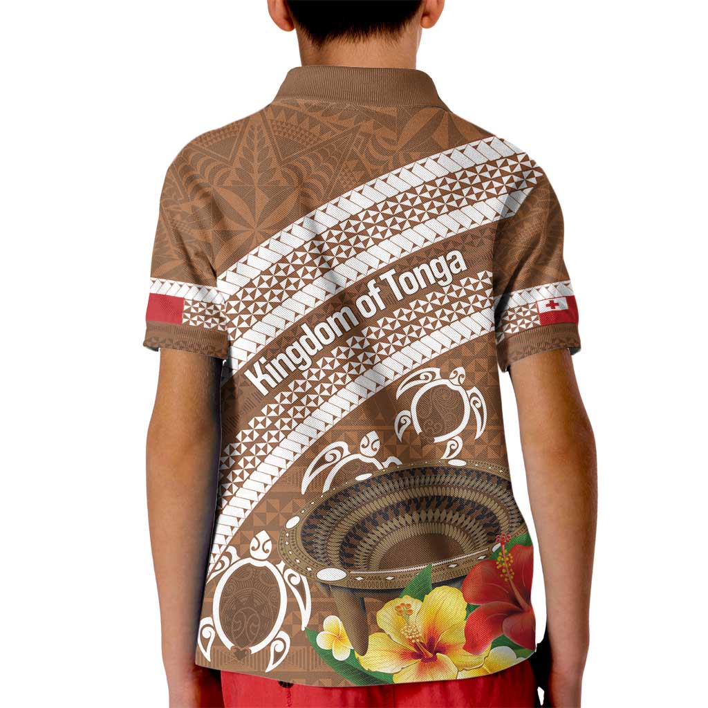 Kingdom Of Tonga Emancipation Day Kid Polo Shirt Tongan Ngatu With Kumete Brown LT14 - Polynesian Pride