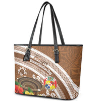Kingdom Of Tonga Emancipation Day Leather Tote Bag Tongan Ngatu With Kumete Brown LT14 - Polynesian Pride