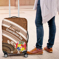 Kingdom Of Tonga Emancipation Day Luggage Cover Tongan Ngatu With Kumete Brown LT14 Brown - Polynesian Pride