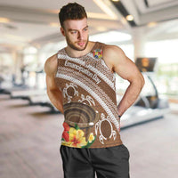 Kingdom Of Tonga Emancipation Day Men Tank Top Tongan Ngatu With Kumete Brown LT14 Brown - Polynesian Pride