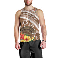 Kingdom Of Tonga Emancipation Day Men Tank Top Tongan Ngatu With Kumete Brown LT14 - Polynesian Pride