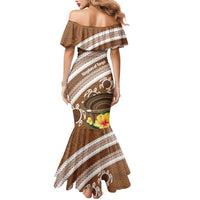 Kingdom Of Tonga Emancipation Day Mermaid Dress Tongan Ngatu With Kumete Brown LT14 - Polynesian Pride