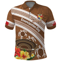Kingdom Of Tonga Emancipation Day Polo Shirt Tongan Ngatu With Kumete Brown LT14 Brown - Polynesian Pride