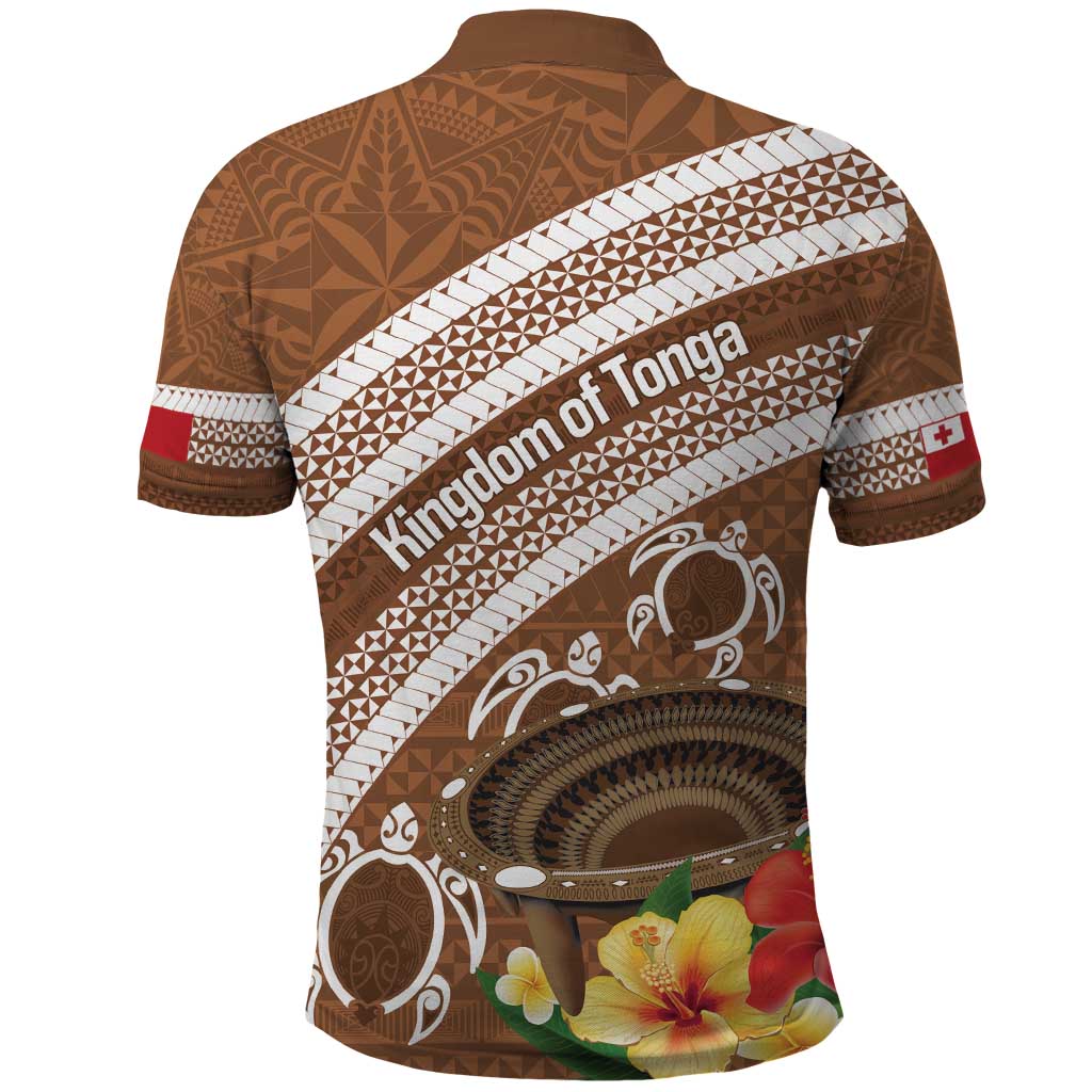 Kingdom Of Tonga Emancipation Day Polo Shirt Tongan Ngatu With Kumete Brown LT14 - Polynesian Pride