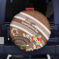 Kingdom Of Tonga Emancipation Day Spare Tire Cover Tongan Ngatu With Kumete Brown LT14 No hole Brown - Polynesian Pride