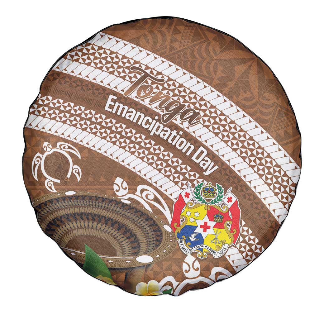 Kingdom Of Tonga Emancipation Day Spare Tire Cover Tongan Ngatu With Kumete Brown LT14 - Polynesian Pride