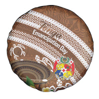 Kingdom Of Tonga Emancipation Day Spare Tire Cover Tongan Ngatu With Kumete Brown LT14 - Polynesian Pride