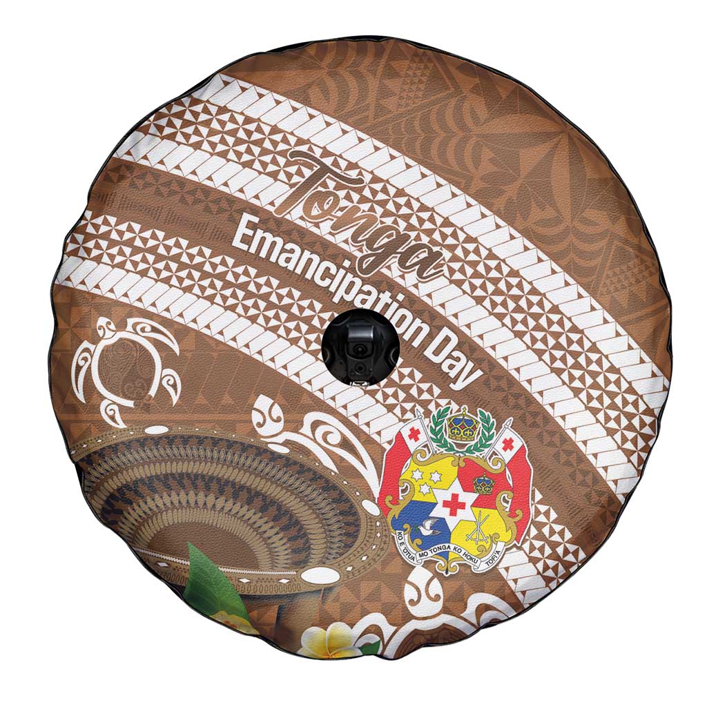 Kingdom Of Tonga Emancipation Day Spare Tire Cover Tongan Ngatu With Kumete Brown LT14 - Polynesian Pride