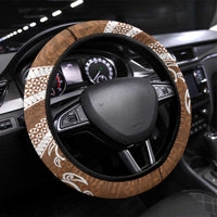 Kingdom Of Tonga Emancipation Day Steering Wheel Cover Tongan Ngatu With Kumete Brown LT14 Universal Fit Brown - Polynesian Pride