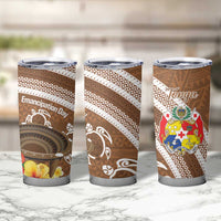 Kingdom Of Tonga Emancipation Day Tumbler Cup Tongan Ngatu With Kumete Brown LT14 - Polynesian Pride