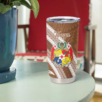 Kingdom Of Tonga Emancipation Day Tumbler Cup Tongan Ngatu With Kumete Brown LT14 - Polynesian Pride
