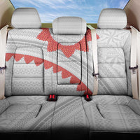 Tonga White Sunday Back Car Seat Cover Heilala Flowers Tongan Ngatu Pattern
