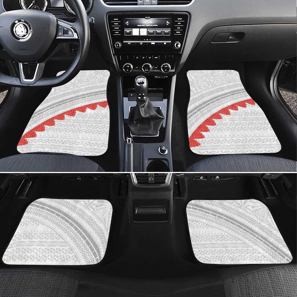 Tonga White Sunday Car Mats Heilala Flowers Tongan Ngatu Pattern