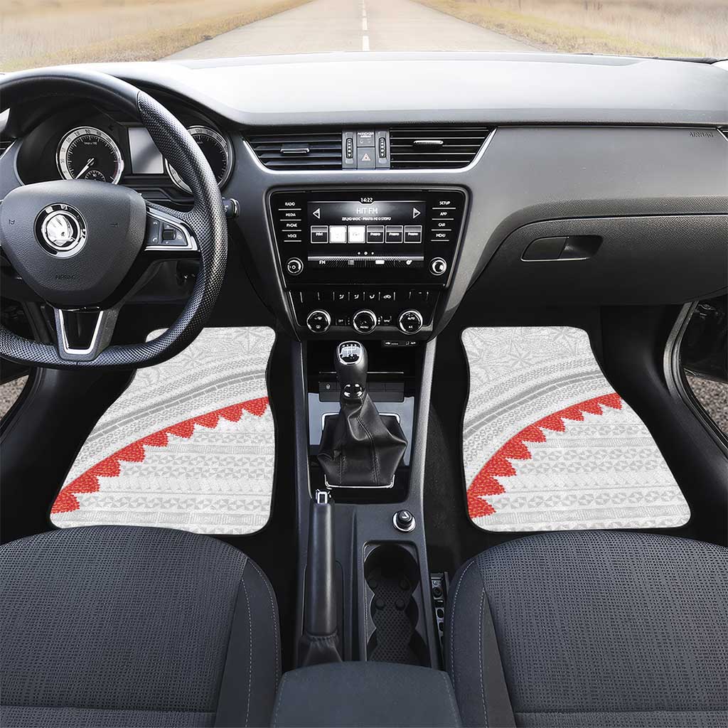 Tonga White Sunday Car Mats Heilala Flowers Tongan Ngatu Pattern