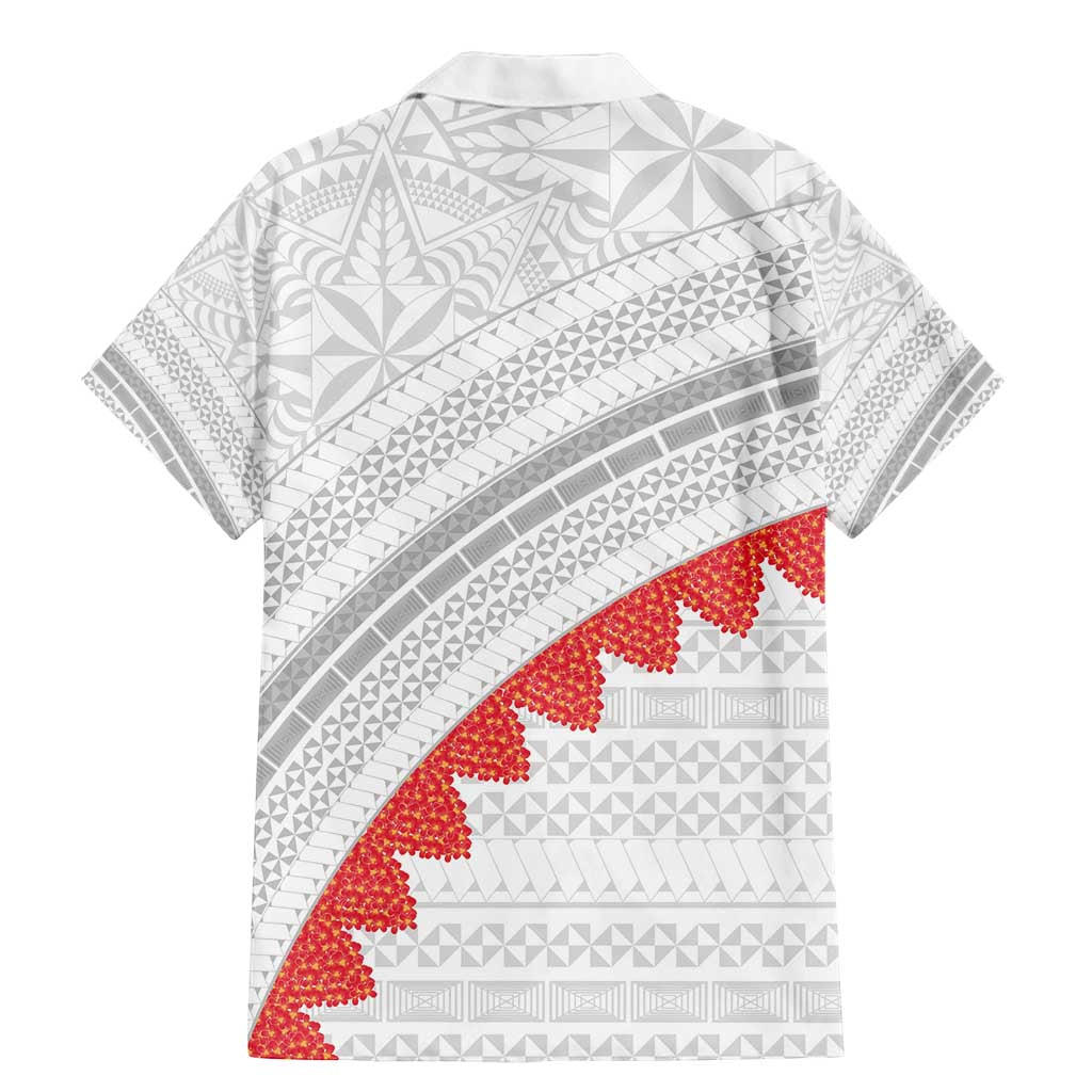 Tonga White Sunday Family Matching Mermaid Dress and Hawaiian Shirt Heilala Flowers Tongan Ngatu Pattern LT14 - Polynesian Pride
