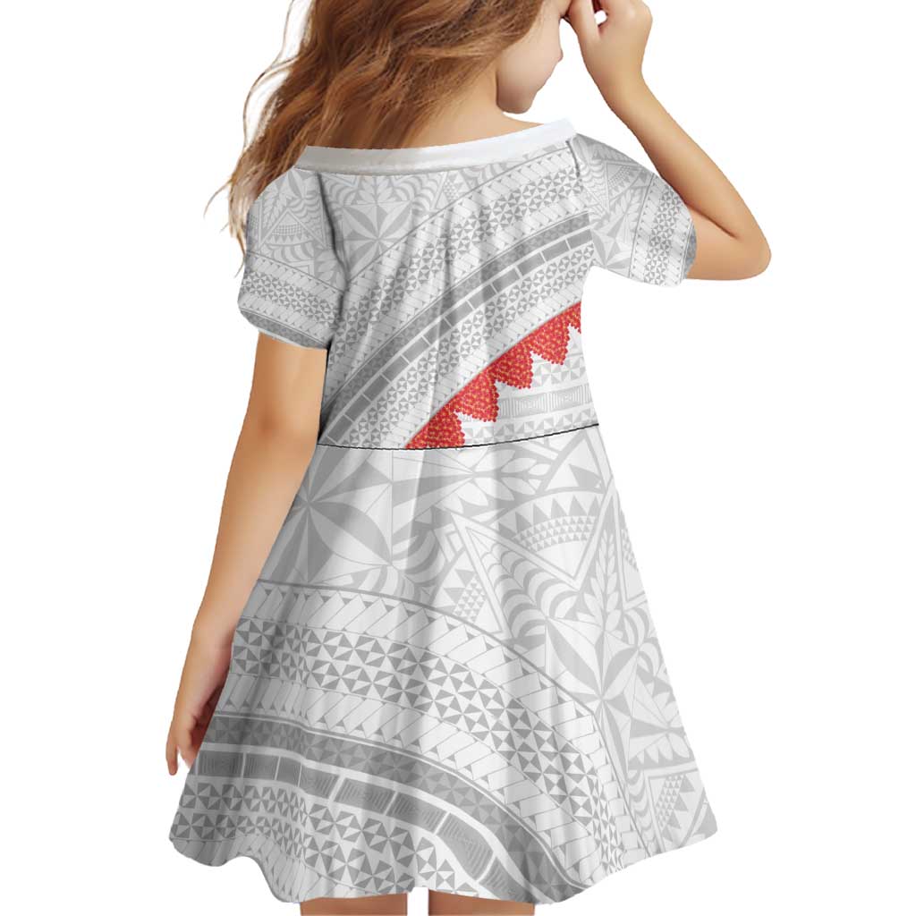 Tonga White Sunday Family Matching Off Shoulder Short Dress and Hawaiian Shirt Heilala Flowers Tongan Ngatu Pattern LT14 - Polynesian Pride