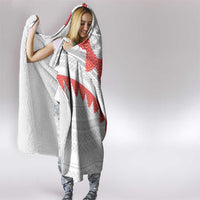 Tonga White Sunday Hooded Blanket Heilala Flowers Tongan Ngatu Pattern LT14 - Polynesian Pride