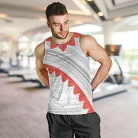 Tonga White Sunday Men Tank Top Heilala Flowers Tongan Ngatu Pattern LT14 White - Polynesian Pride