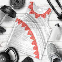Tonga White Sunday Men Tank Top Heilala Flowers Tongan Ngatu Pattern LT14 - Polynesian Pride
