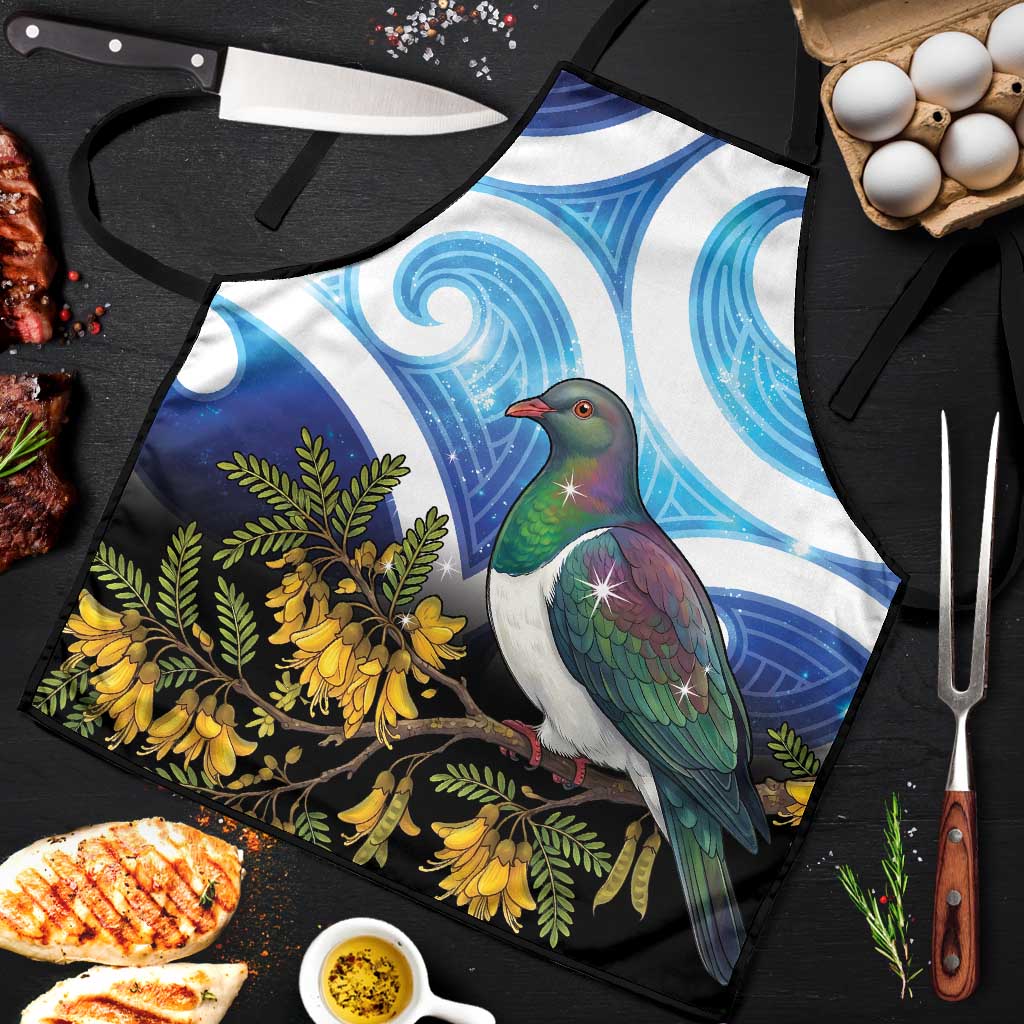 Kekeru New Zealand Matariki Apron Kukupa Kowhai Maori New Year Blue Version