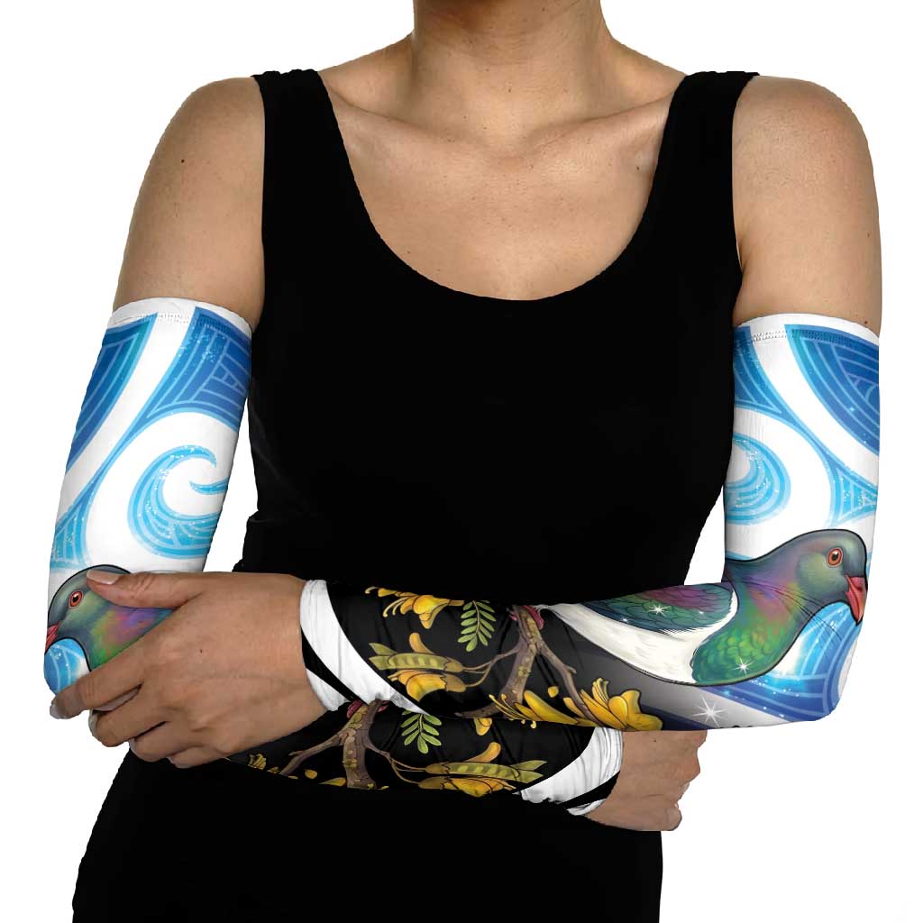 Kekeru New Zealand Matariki Arm Sleeves Kukupa Kowhai Maori New Year Blue Version LT14 - Polynesian Pride