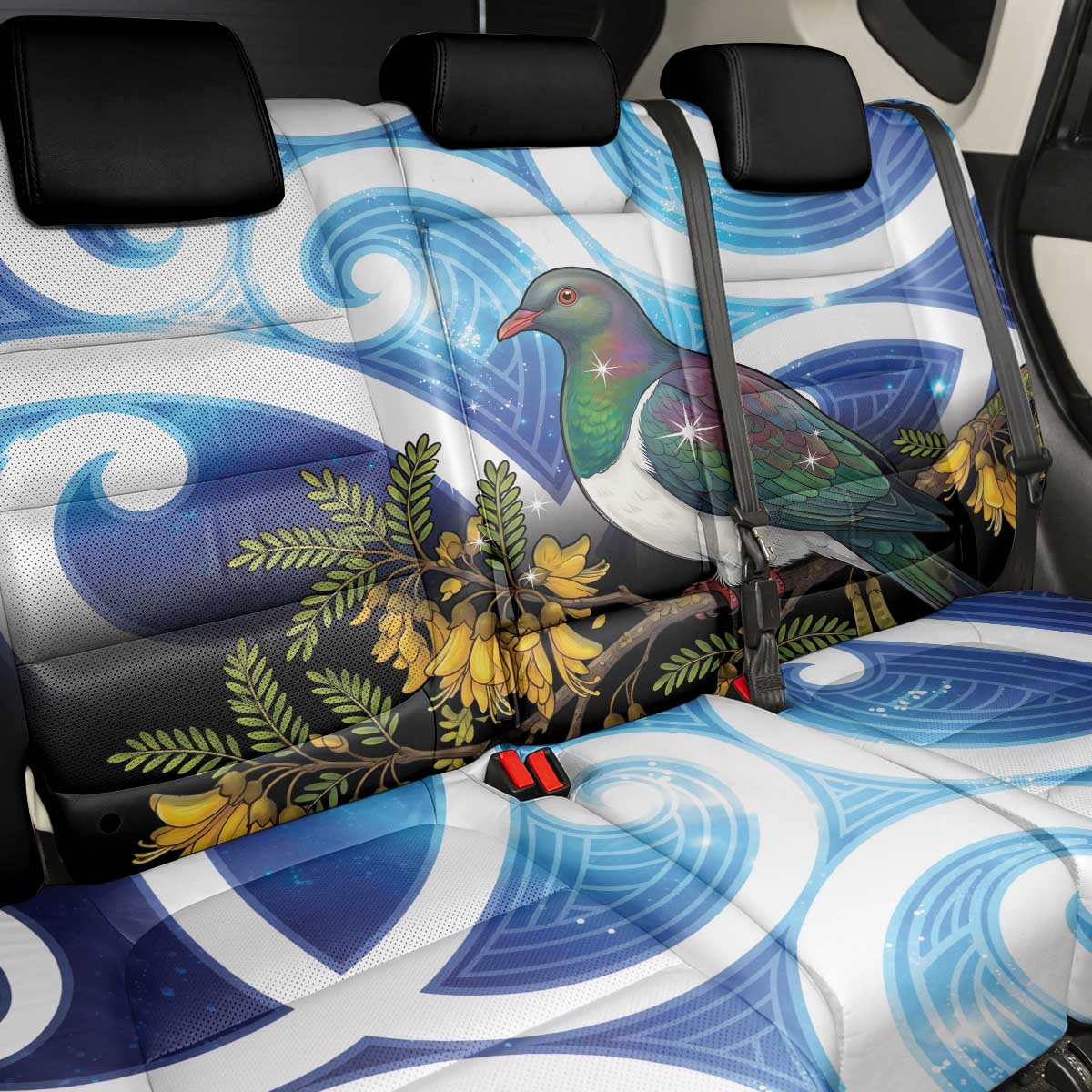 Kekeru New Zealand Matariki Back Car Seat Cover Kukupa Kowhai Maori New Year Blue Version LT14 - Polynesian Pride
