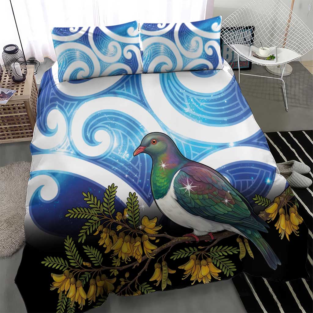 Kekeru New Zealand Matariki Bedding Set Kukupa Kowhai Maori New Year Blue Version