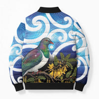 Kekeru New Zealand Matariki Bomber Puffer Jacket Kukupa Kowhai Maori New Year Blue Version