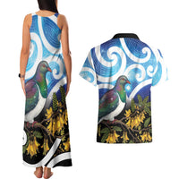Kekeru New Zealand Matariki Couples Matching Tank Maxi Dress and Hawaiian Shirt Kukupa Kowhai Maori New Year Blue Version LT14 - Polynesian Pride