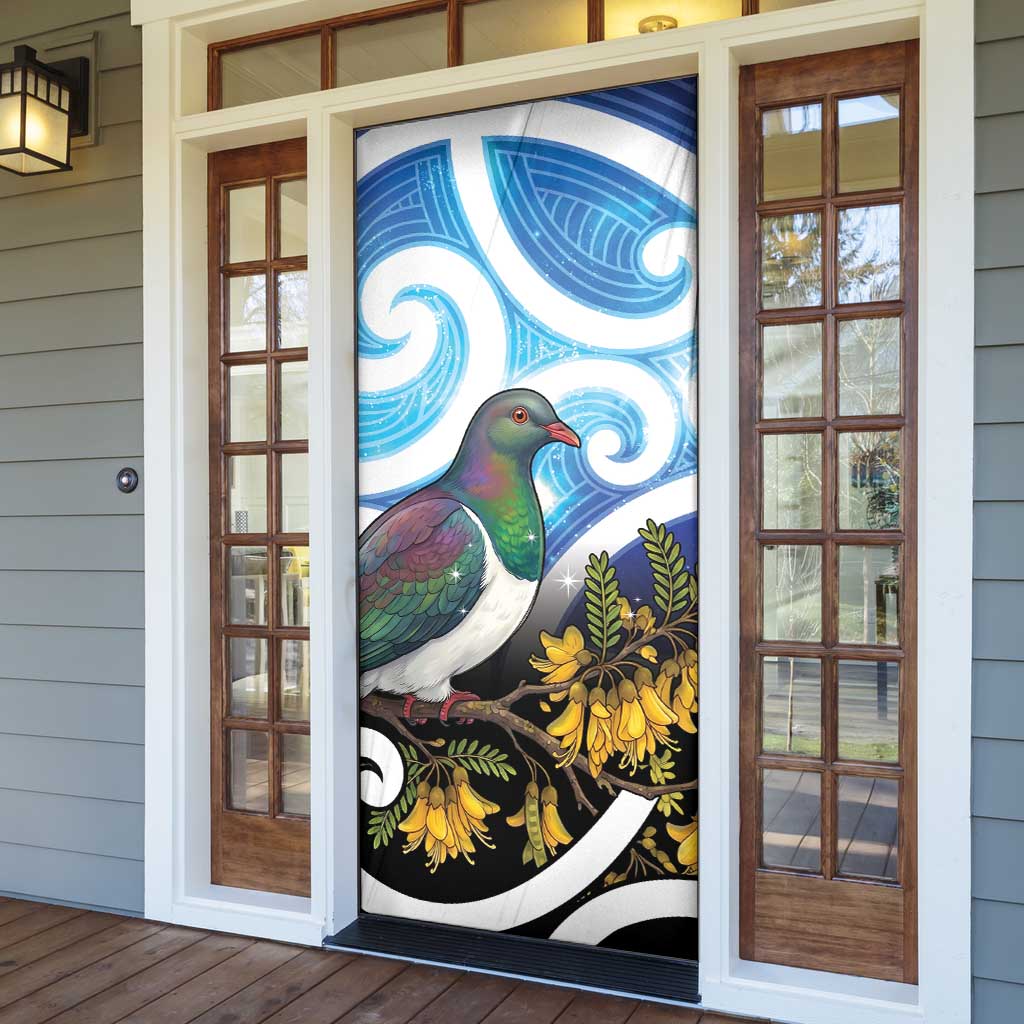 Kekeru New Zealand Matariki Door Cover Kukupa Kowhai Maori New Year Blue Version LT14 - Polynesian Pride