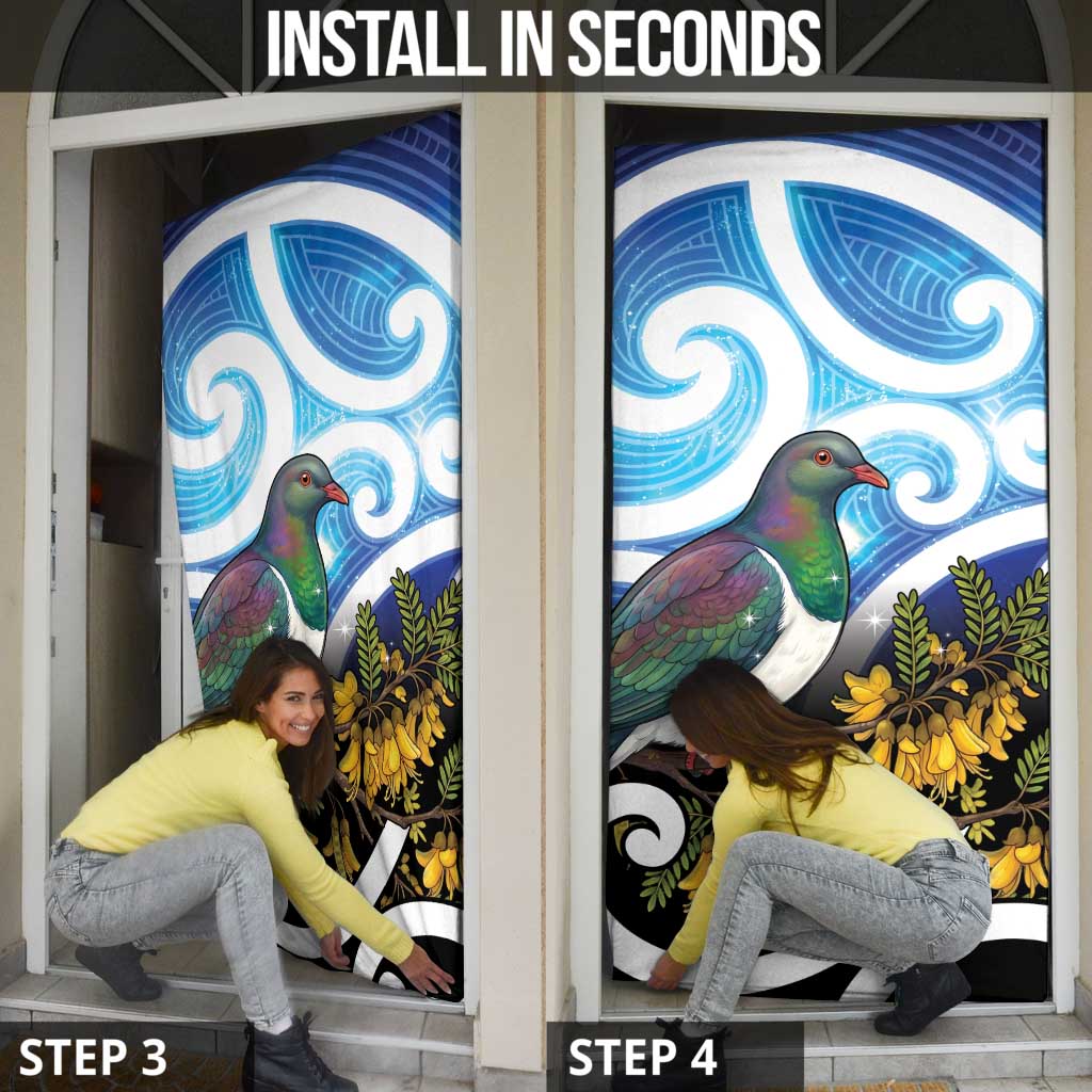 Kekeru New Zealand Matariki Door Cover Kukupa Kowhai Maori New Year Blue Version LT14 - Polynesian Pride