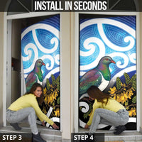 Kekeru New Zealand Matariki Door Cover Kukupa Kowhai Maori New Year Blue Version LT14 - Polynesian Pride