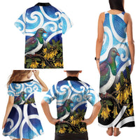 Kekeru New Zealand Matariki Family Matching Tank Maxi Dress and Hawaiian Shirt Kukupa Kowhai Maori New Year Blue Version LT14 - Polynesian Pride