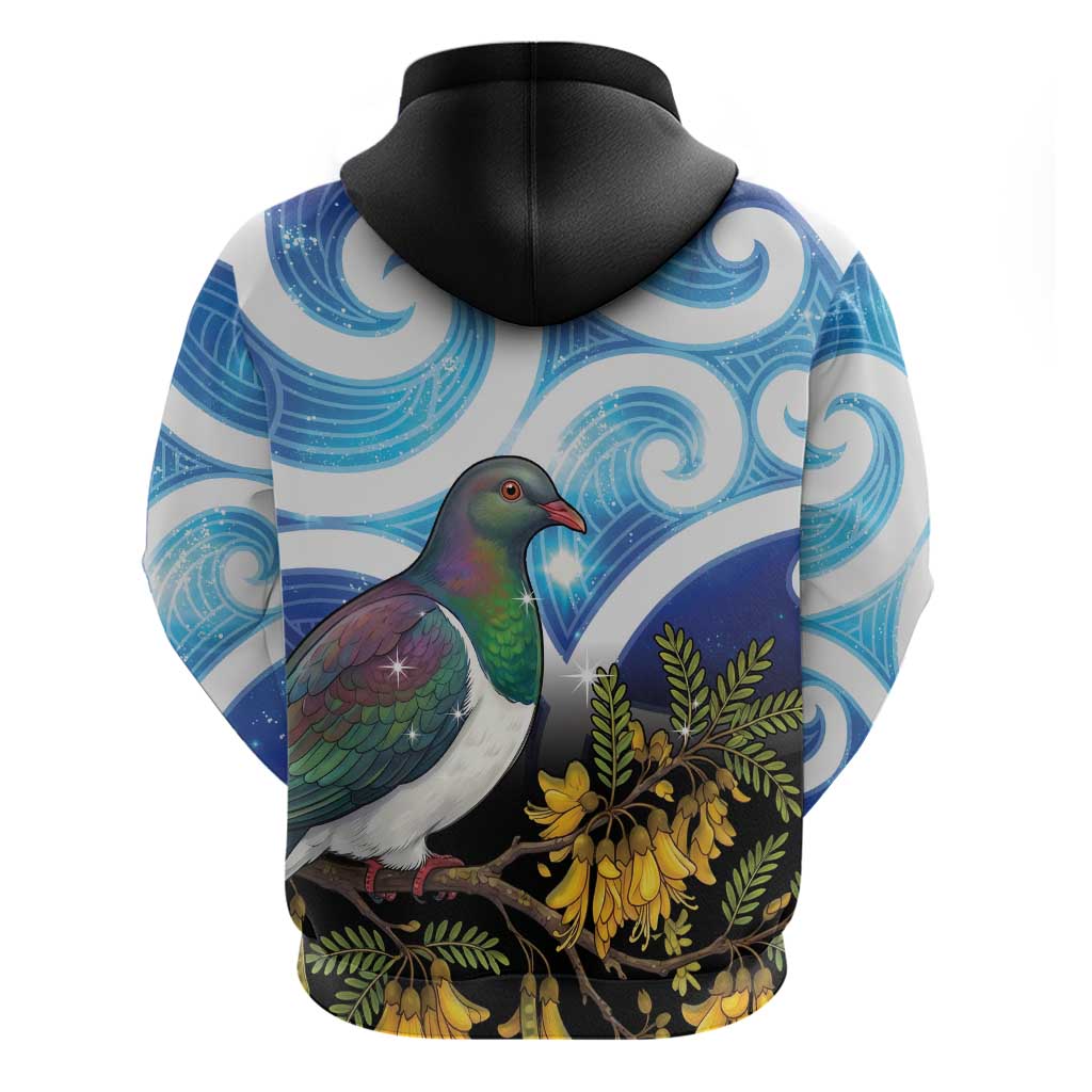 Kekeru New Zealand Matariki Hoodie Kukupa Kowhai Maori New Year Blue Version LT14 - Polynesian Pride