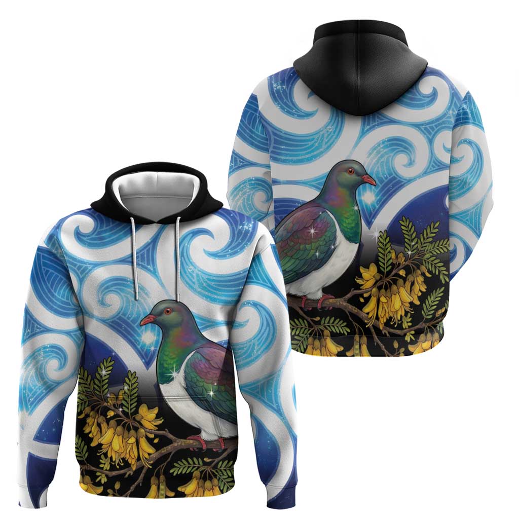 Kekeru New Zealand Matariki Hoodie Kukupa Kowhai Maori New Year Blue Version LT14 - Polynesian Pride