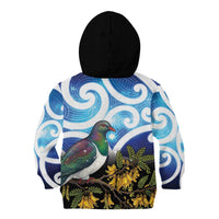 Kekeru New Zealand Matariki Kid Hoodie Kukupa Kowhai Maori New Year Blue Version LT14 - Polynesian Pride