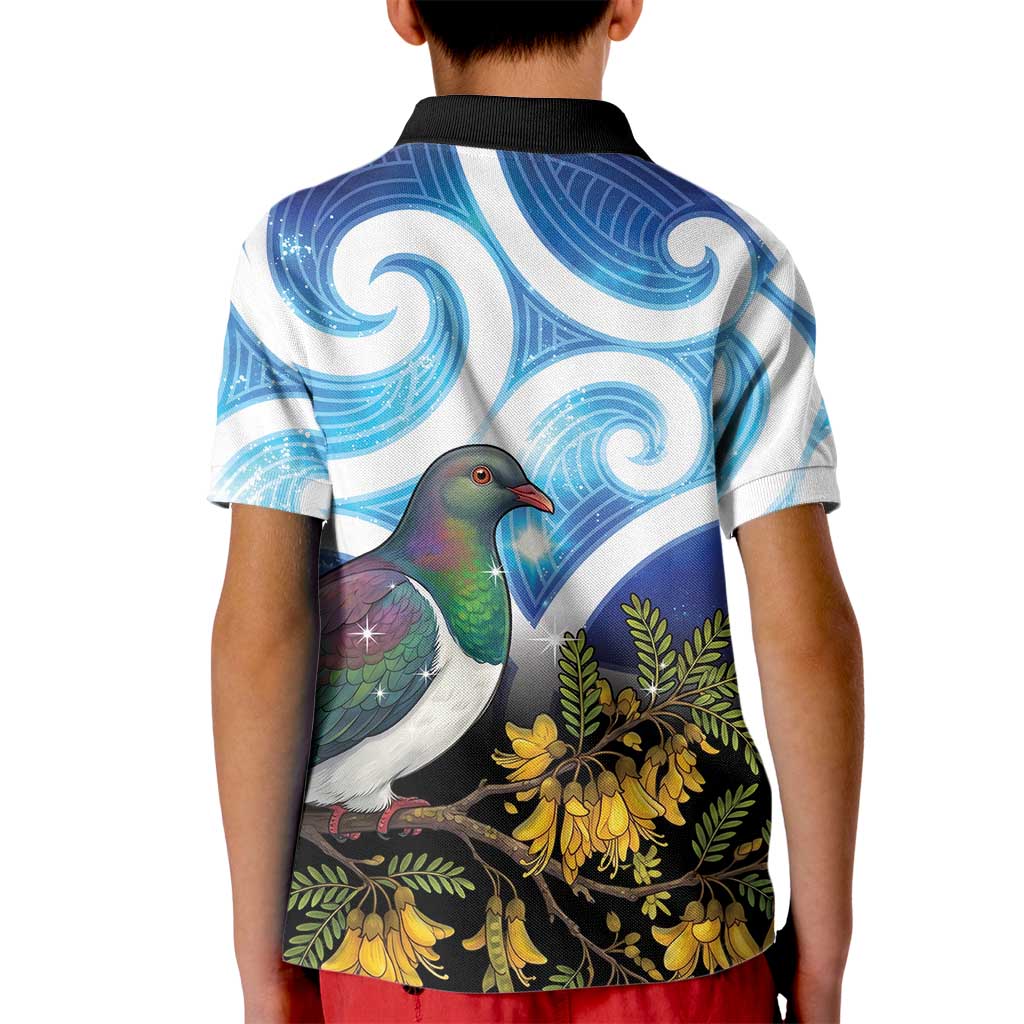 Kekeru New Zealand Matariki Kid Polo Shirt Kukupa Kowhai Maori New Year Blue Version LT14 - Polynesian Pride