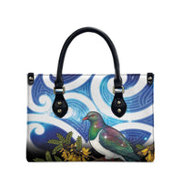 Kekeru New Zealand Matariki Leather Bag Kukupa Kowhai Maori New Year Blue Version LT14 - Polynesian Pride