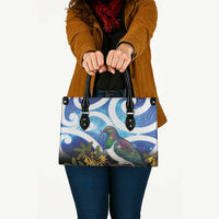 Kekeru New Zealand Matariki Leather Bag Kukupa Kowhai Maori New Year Blue Version LT14 - Polynesian Pride