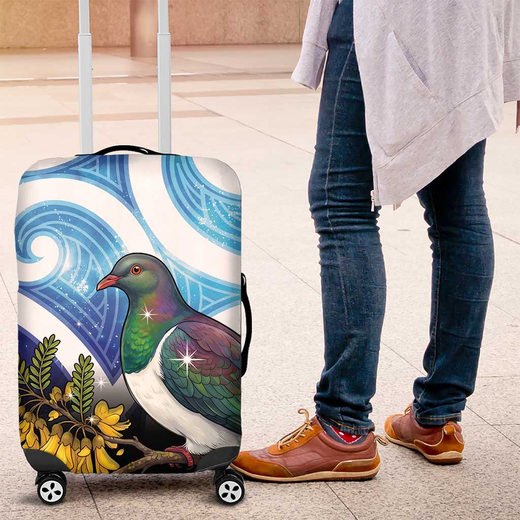 Kekeru New Zealand Matariki Luggage Cover Kukupa Kowhai Maori New Year Blue Version LT14 Blue - Polynesian Pride