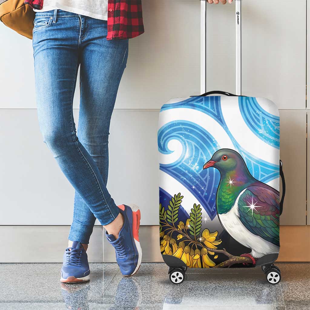 Kekeru New Zealand Matariki Luggage Cover Kukupa Kowhai Maori New Year Blue Version LT14 - Polynesian Pride