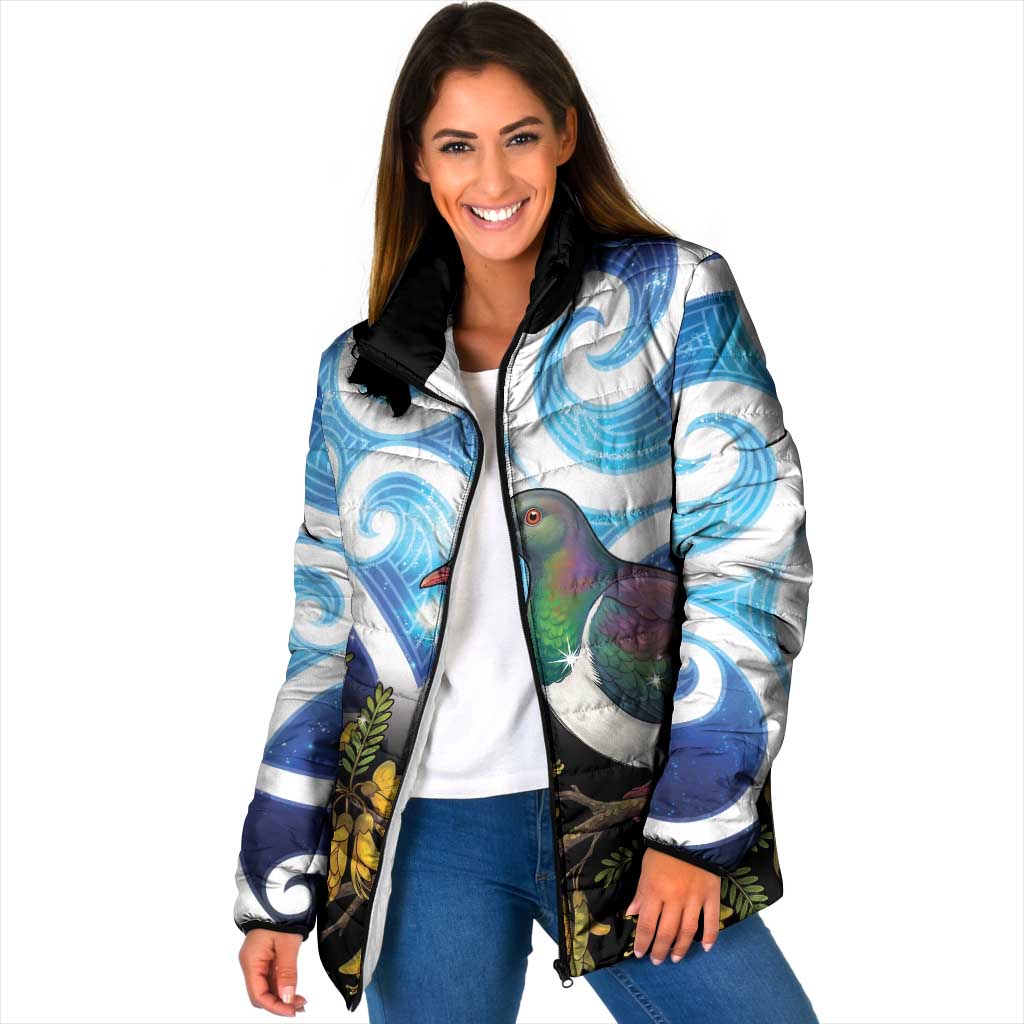 Kekeru New Zealand Matariki Padded Jacket Kukupa Kowhai Maori New Year Blue Version