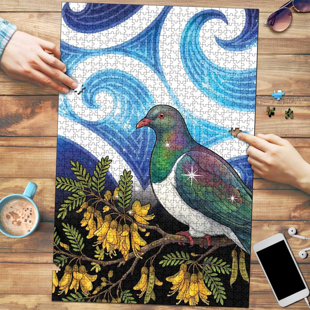 Kekeru New Zealand Matariki Puzzle Kukupa Kowhai Maori New Year Blue Version