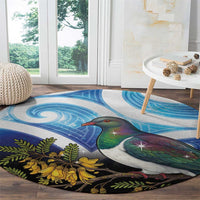 Kekeru New Zealand Matariki Round Carpet Kukupa Kowhai Maori New Year Blue Version LT14 - Polynesian Pride