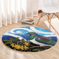 Kekeru New Zealand Matariki Round Carpet Kukupa Kowhai Maori New Year Blue Version LT14 - Polynesian Pride