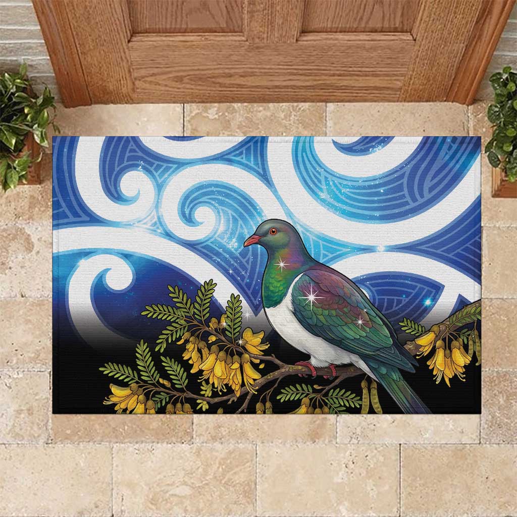 Kekeru New Zealand Matariki Rubber Doormat Kukupa Kowhai Maori New Year Blue Version LT14 Blue - Polynesian Pride