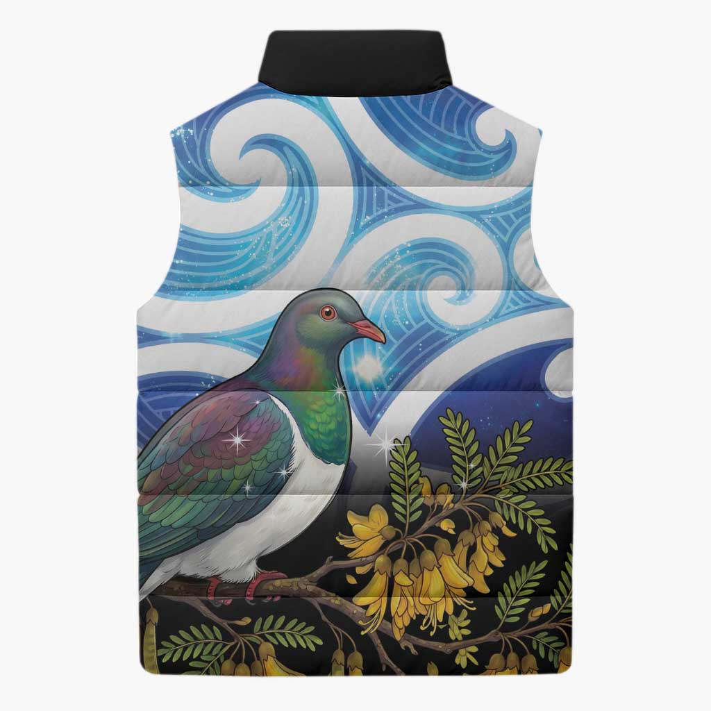 Kekeru New Zealand Matariki Sleeveless Puffer Jacket Kukupa Kowhai Maori New Year Blue Version LT14 - Polynesian Pride