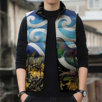 Kekeru New Zealand Matariki Sleeveless Puffer Jacket Kukupa Kowhai Maori New Year Blue Version LT14 - Polynesian Pride