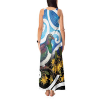 Kekeru New Zealand Matariki Tank Maxi Dress Kukupa Kowhai Maori New Year Blue Version LT14 - Polynesian Pride